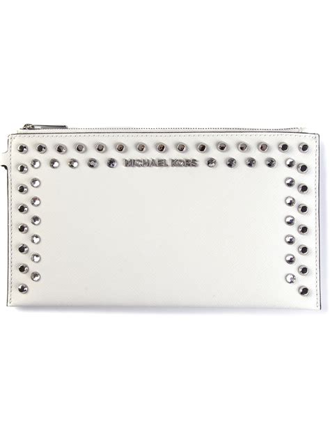 michael kors white clutch|Michael Kors studded clutch.